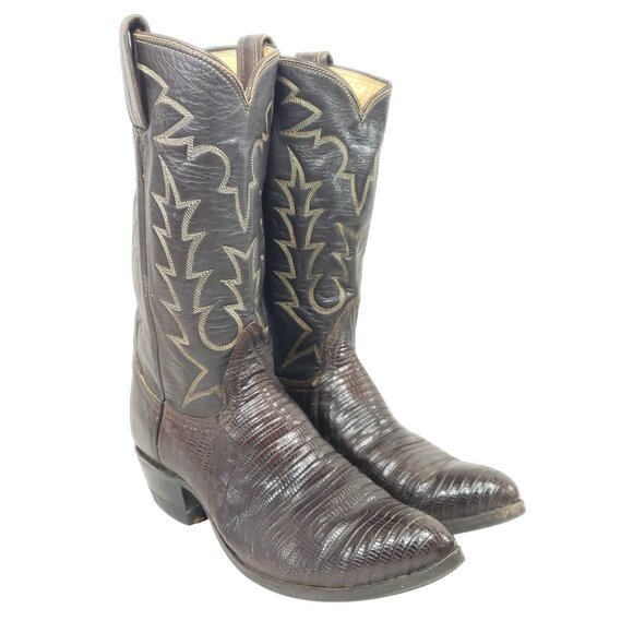 Tony Lama Lizard Skin Western Boots Women's Size 6 A Brown - Picture 2 of 7